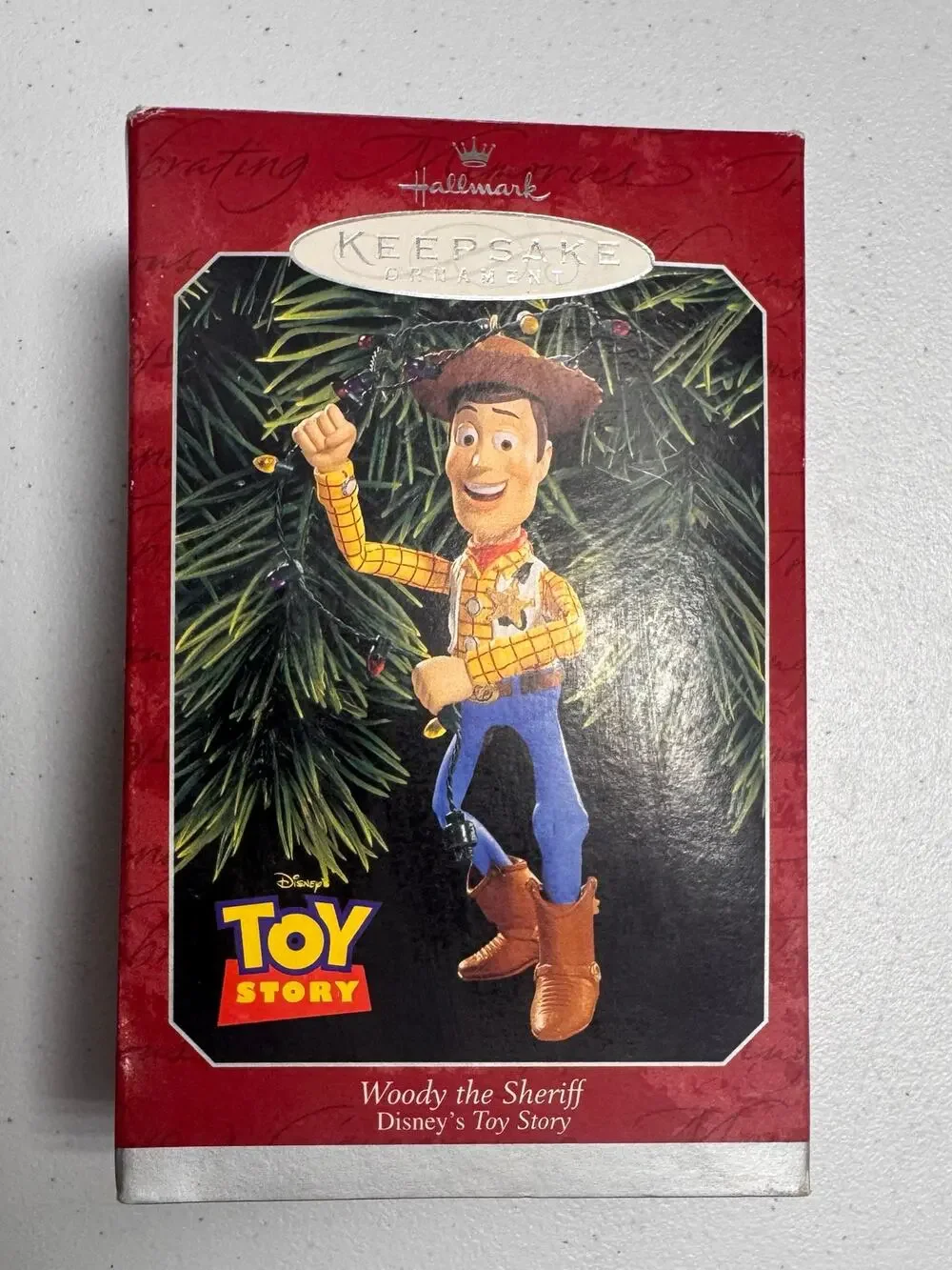 Vintage 1998 Hallmark Keepsake Woody the Sheriff Ornament Open Box